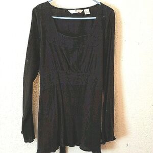 ALC Woman Boho Long Sleeve Blouse w/Embroidered Open-Work Lace Size 2X